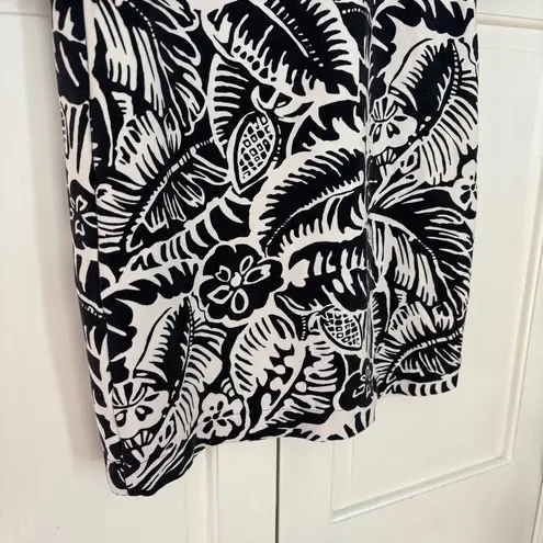 Tori Richard Honolulu Black White Hawaiian Floral Shirt Dress Size 4 Beach Vacay