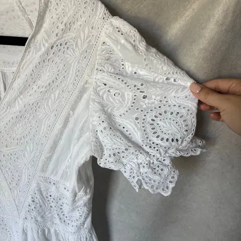 Love Sam Bella Mousseline-paneled Broderie Anglaise Cotton White Midi Size M