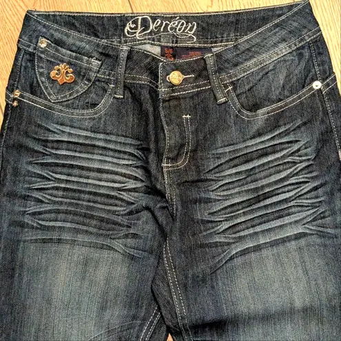 Dereon Skinny Jeans Juniors 5 6 Beyonce Brand Denim Bling Fleur De Lis Logo Y2K Blue Size undefined