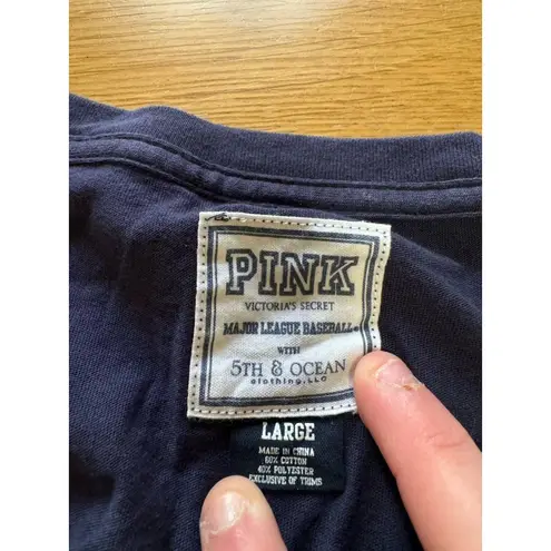 Victoria's Secret PINK New York Yankees Short Sleeve T Shirt Size Large Preppy Blue