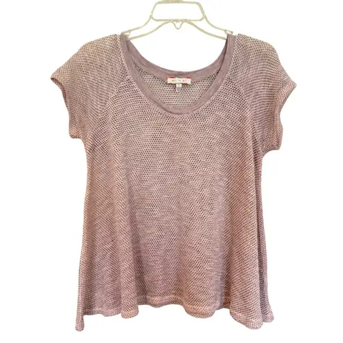 Eri +'Ali Anthropologie Maida Mesh Tee Women's Small Pale Pink Boho Hippie Y2K