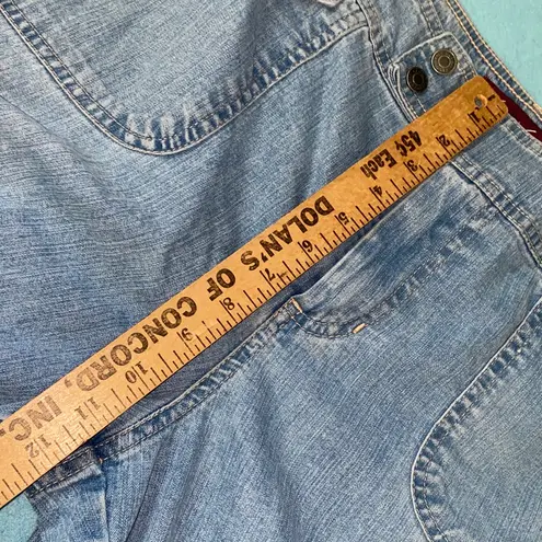 Gloria Vanderbilt denim blue peddle pushers cargo style snap pockets size 12