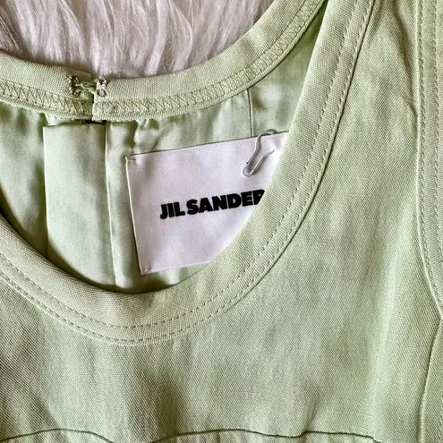 Jil Sander Back Zip Wrapped Linen-Blend Sage  Mini Dress