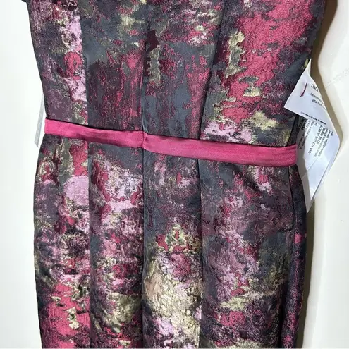 Kay Unger Layne Jacquard Column Formal Dress Lined Bow Side Slit Size 2 NWT