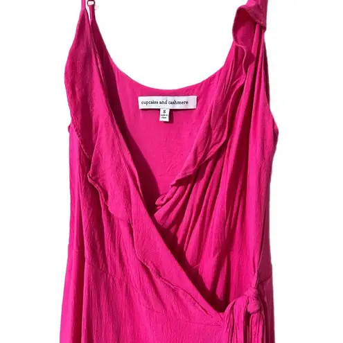 Cupcakes & Cashmere size small wrap dress in azalea pink adjustable straps ties