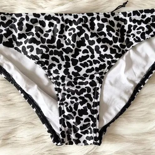 Princess Polly  Twiin Black White Cow Print Bikini Bottoms Sz L