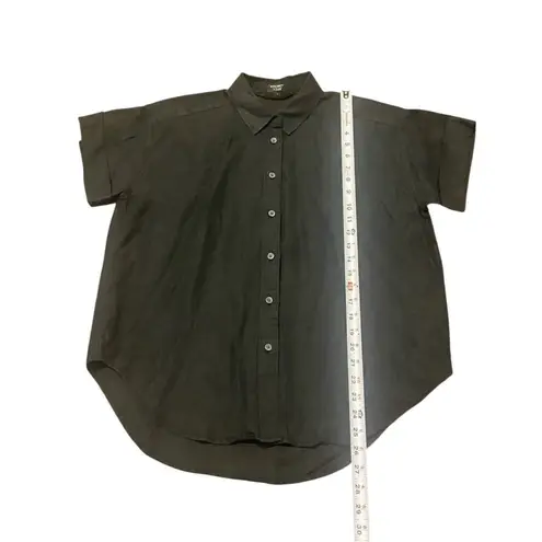 J.CREW BAIRD MCNUTT Irish Linen Relaxed Fit Short Sleeve Shirt Womens Small NWOT Black
