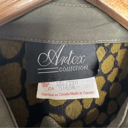 Artex Collection Crocodile Reptile Print Cardigan Blouse Size XXL Green