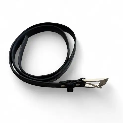 Vintage Thin Faux Leather Belt Black Size L