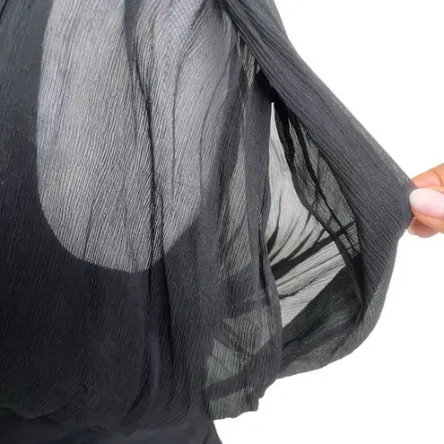 Vintage Diane Von Furstenburg Size 10 100% Silk Sheath Dress Ruched Chiffon Black