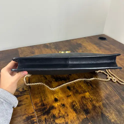 Dior Vintage Christian Monogram Chain Shoulder Bag Black Clutch