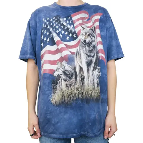 The Mountain Vintage Y2K Wolf American Flag Shirt