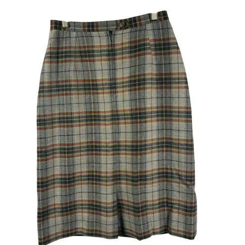 Vtg Cricketeer Plaid Wool Skirt Womens 8 High Waist A