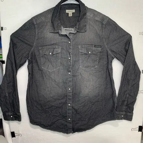 Calvin Klein Jeans Women’s Gray Casual Button Down Shirt Size L