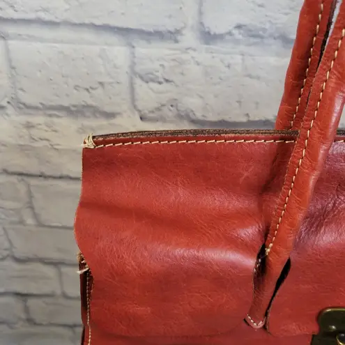 Patricia Nash VIENNA SATCHEL Burnt Coral Leather Tote Shoulder Bag