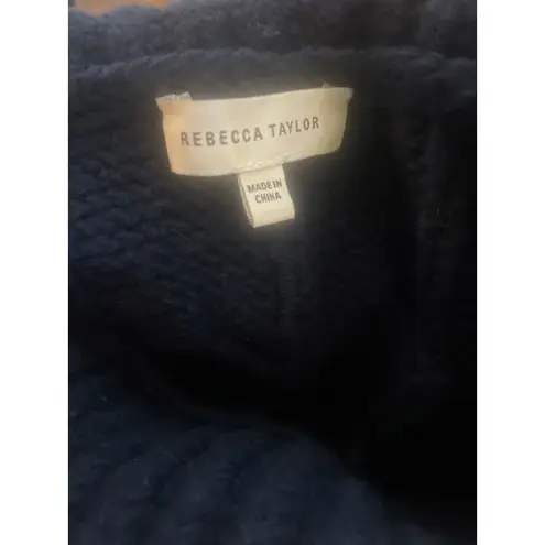 Rebecca Taylor Chainette Sweater Cable Knit Navy Blue Small S CHUNKY MERINO WOOL - Image 3