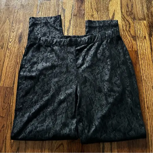 Susan Graver black spandex faux suede animal print leggings, medium