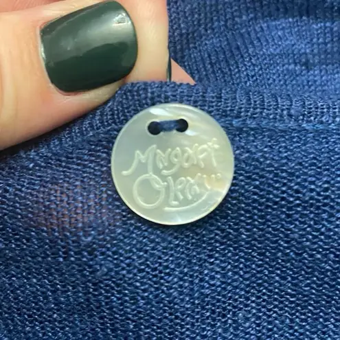 margaret o'leary Margaret O’Leary Linen Blend Crossover Tank Womens Size Medium Navy