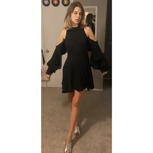 re:named Black Cascade sleeve Dress