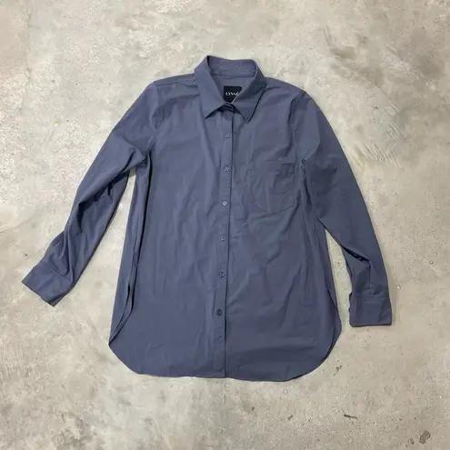 Lysse Schiffer Dusty Blue 4-Way Wrinkle-Resistant Long Sleeve Button Down Medium
