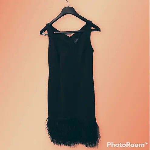 Adrianna Papell Black Mini Dress With Fringe, Side 6 NWOT