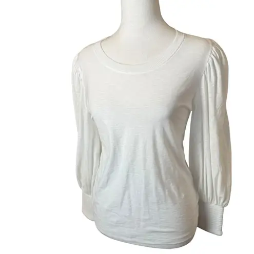 Nation Ltd Loren Smocked Peasant Tee White Small Neutral Minimalist Capsule