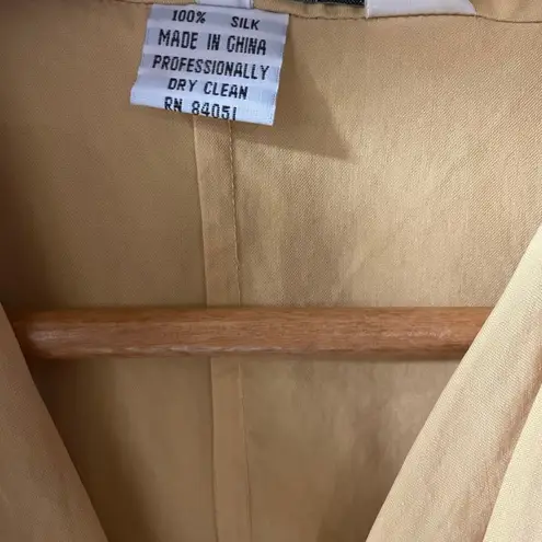 Vintage Annie Alexander 100% Silk Mellow Yellow Blazer Blouse Size 4 EUC