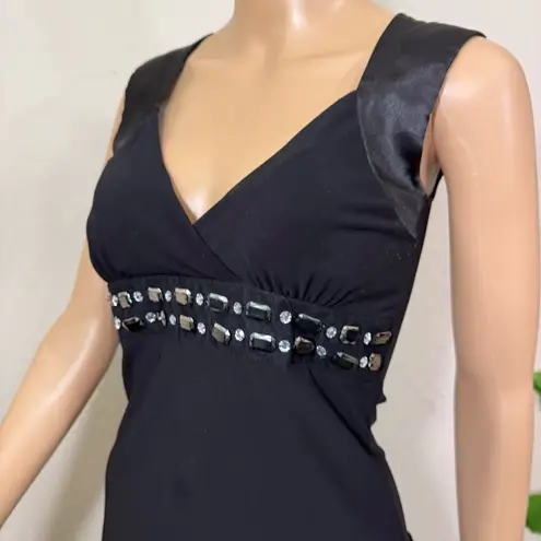 Siren Lily Black Sleeveless Top with Embellished Waist