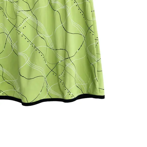 American Vintage Vintage 90s Bright Green Abstract Squiggles Print Spandex Mini Skirt XS