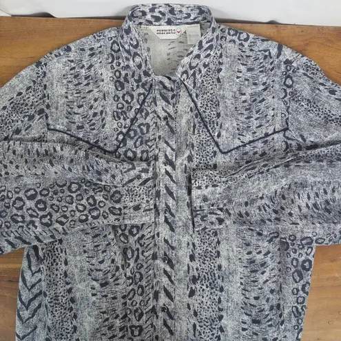 Ladies' Vintage Sheplers Leopard Print Western Shirt Size 14 Blue