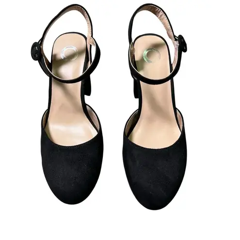 Journee Collection Womens Black Roslynn High Block Heel Sandals US 8 Pumps