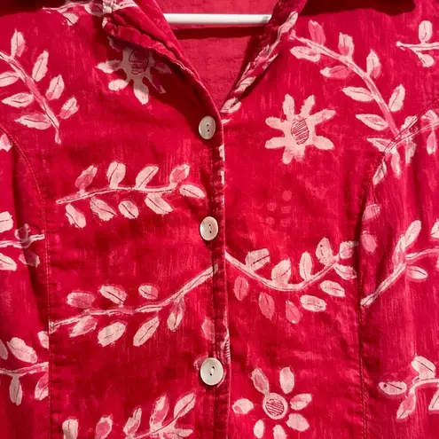 Phool Cotton Vtg Red Floral Ruffled Sleeveless Long Dress Size Medium White