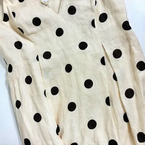 Zimmermann Crush Polka Dot Linen Midi Dress Cream Black US 12 AU 4 NWT