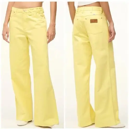 NWT Wrangler x Staud The Loose Low Rise Wide Leg Jeans Yellow Women's W26 X L32 Size 26