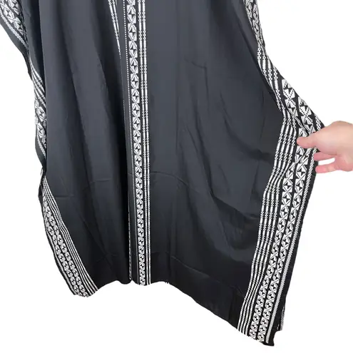 NWT Gypsie Blu Kaftan House Dress Beach MuMu OS Fits Most Black White Aztec Long