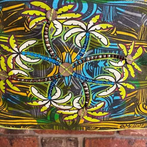 NWT Sun N Sand womens Messina canvas tropical beach vacation crossbody bag blue