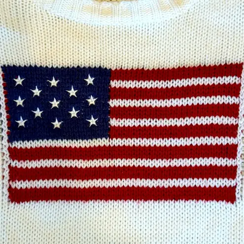 American Flag Sweater White Blue Red Oversized L Size L