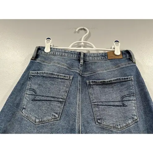 American Eagle  Wide Leg Crop Jeans Distressed Raw Hem US 4