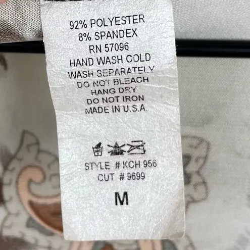 Vintage 90s Y2K Nicola Blouse Size Medium Mixed Animal Print Floral Mesh Stretch Tan