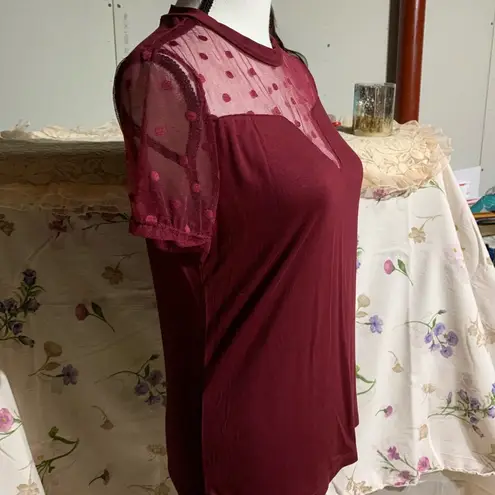 SheIn  Burgundy Mock Neck Blouse