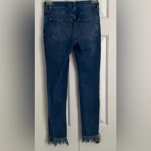 We The Free  People Great Heights Distressed Skinny Jeans Womens 25 Fray Fringe