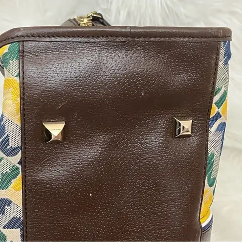 L.A.M.B. Gwen Stephani Y2K Logo Spellout Bag Leather/Canvas Blue Yellow