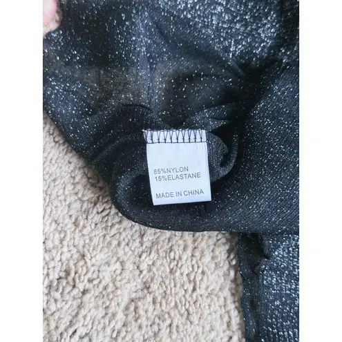 SEEK the Label Sheer Shimmer Sparkly Crop Top Small Black NYE Festival Glam - Image 6