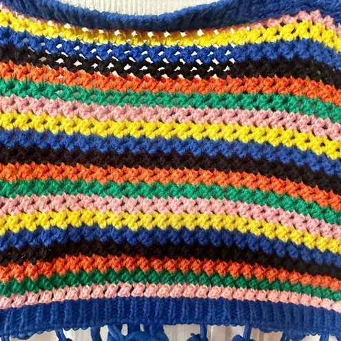 Blue rainbow crochet crop top