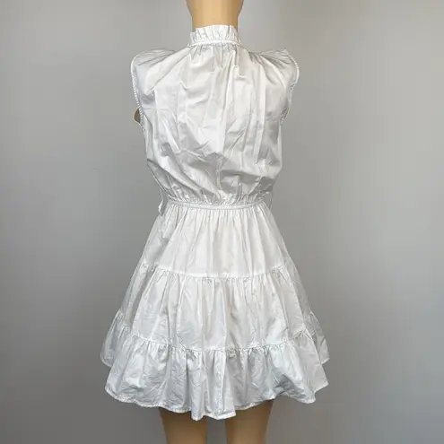 Karina Grimaldi White ruffled neck tiered skirt mini Dress Sz S