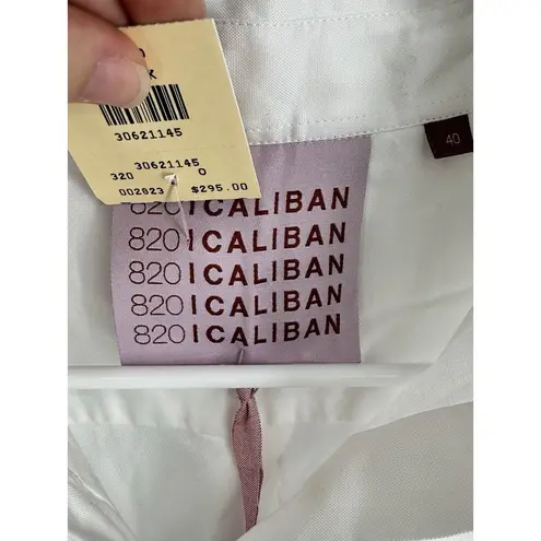 820 I Caliban Women's Short Sleeve Button Up Shirt Dress Size 40 Medium White