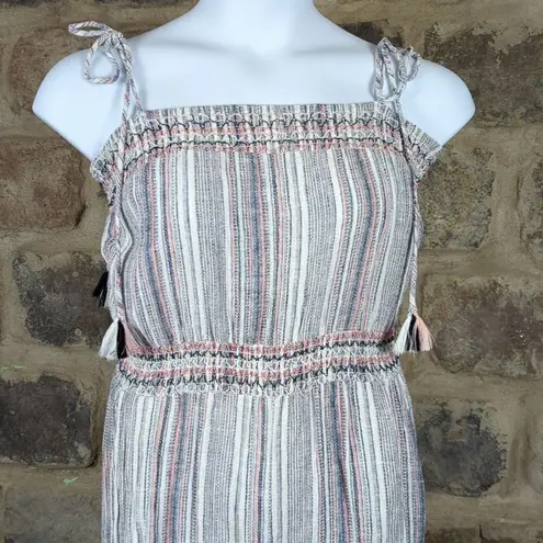 Storia  Romper Woman's Medium Tassel Tie Summer Beach Party‎ Striped Bow Crinkle - Image 3