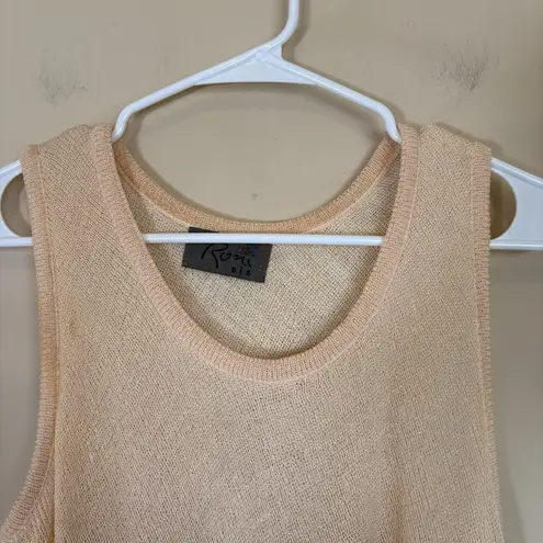 RONI BIS TOP Asymnetrical Sleeveless Linen Blend MEDIUM Two Tone Tan