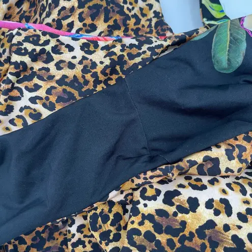 SUNSHINE 79 Rio Swimsuit SZ 6 NEW Reversible One Piece Plunge Tropical Leopard Black