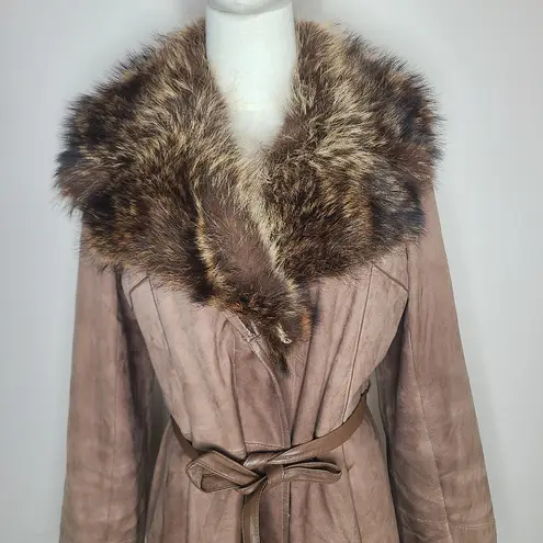 Vintage Indiana Pelisses Suede Leather Trench Coat Tan Made in France 60s 70s Brown Size undefined